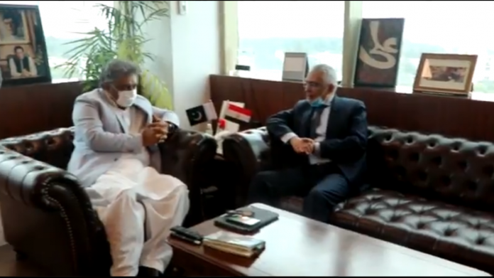 وفاقی وزیر بحری امور سید علی حیدر زیدی سےمصرکے سفیر کی ملاقات