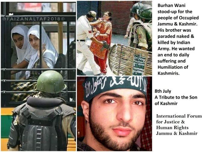 بھارت کے غیر قانونی زیرتسلط جموں وکشمیر،برہان وانی کی شہادت کی برسی پرہڑتال،سرینگر میں آزادی کے حق میں مظاہرہ