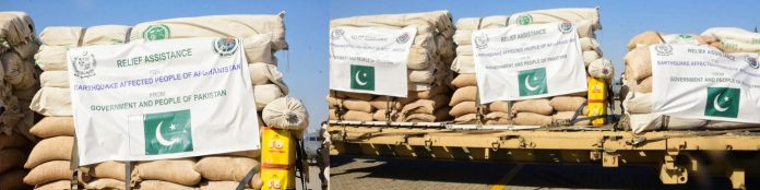 افغانستان کے زلزلہ متاثرین کے لئے پاکستان کی ا مدادی سامان کی دوسری کھیپ افغان ناظم الامور کے حوالہ کردی گئی