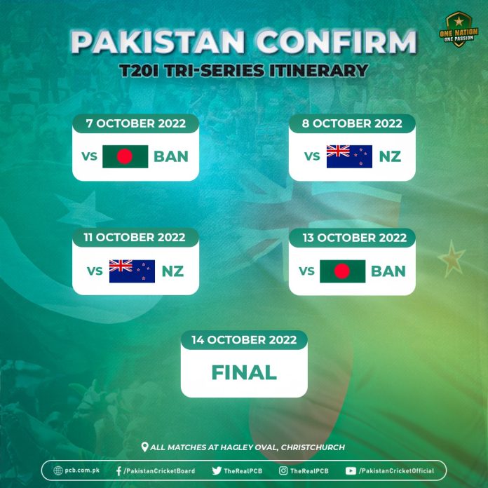 سہ فریقی سیریز میں پاکستان اپنا پہلا میچ 7 اکتوبر کو کھیلے گا