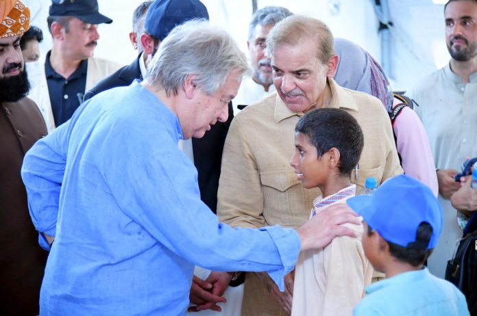 اقوام متحدہ کے سیکرٹری جنرل انتونیو گوتریس پاکستان کی حکومت اور عوام کی سیلاب متاثرین کے لئے امدادی سرگرمیوں اور کوششوں کے معترف