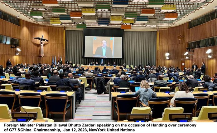 پاکستان نے جی ۔77 اور چین کی چیئرمین شپ باضابطہ طور پر کیوبا کے حوالے کردی، وزیر خارجہ بلاول بھٹو زرداری نے وڈیو خطاب میں پاکستان کی قیادت میں حاصل ہونے والی اہم کامیابیوں کا تذکرہ کیا