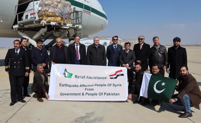 این ڈی ایم اے کی امدادی کھیپ اور میڈیکل و ریسکیو ٹیمیں دمشق پہنچ گئیں