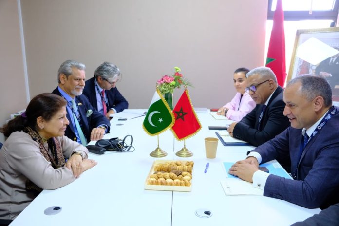 نگران وفاقی وزیر خزانہ و ریوینیو اور اقتصادی امور کی دورہ مراکش کے دوران مراکش کے وزیر تجارت و صنعت ریاد میزور سے ملاقات