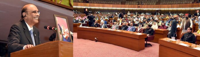 صدر مملکت کا پارلیمنٹ کے مشترکہ اجلاس سے خطاب میں مقبوضہ کشمیر اور فلسطین کی صورتحال کا خصوصی طور پر ذکر
