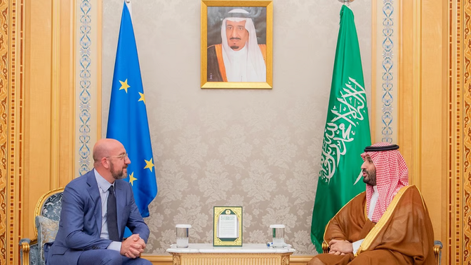 سعودی عرب کے ولی عہد شہزادہ محمد بن سلمان سے یورپی کونسل کے سربراہ کی ملاقات، علاقائی اور بین الاقوامی امور پر تبادلہ خیال