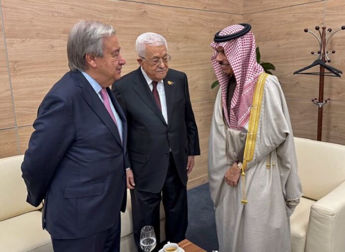 برکس سمٹ ، سعودی وزیر خارجہ کی فلسطینی صدر اور یو این سیکرٹری جنرل سے ملاقات ، غزہ کی صوتحال پر تبادلہ خیال