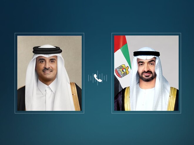 امارات کے صدر اور امیر قطر کا رابطہ، مشرق وسطی کی صورتحال پر تبادلہ خیال