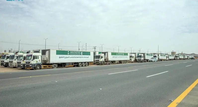 سعودی عرب کا 60 ٹرکوں پر مشتمل امدادی قافلہ شام میں داخل