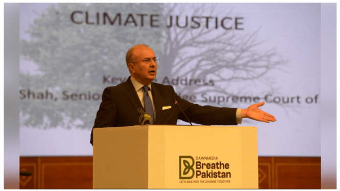 موسمیاتی تبدیلی کے مظہر کو سمجھنے اور عالمی ماحولیاتی عدالت کے قیام کی ضرورت ہے ۔جسٹس منصور علی شاہ