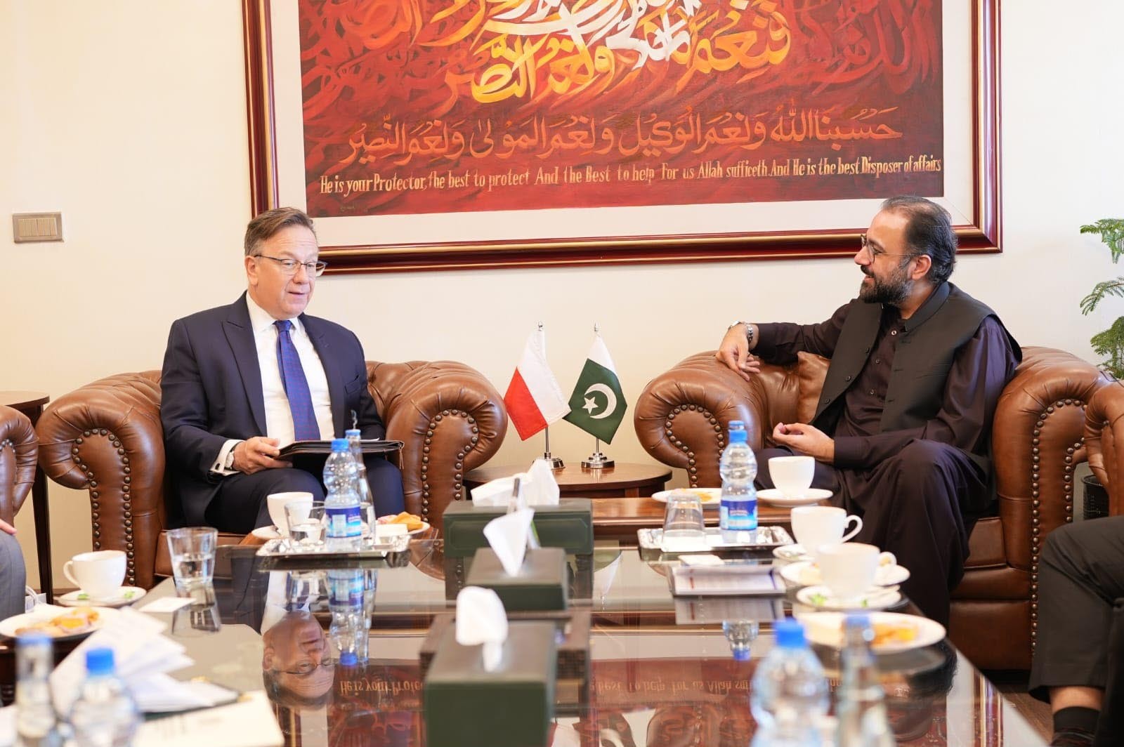 وفاقی وزیر چوہدری سالک حسین سے پاکستان میں پولینڈ کے سفیر میکئیے پیسارسکی کی ملاقات