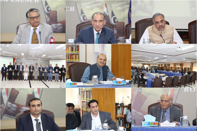 سابق سیکرٹری خارجہ اعزاز احمد چوہدری کی تصنیف ”پاکستان۔انڈیا ریلیشنز: فریکچرڈ پاسٹ، انسرٹن فیوچر“ کی تقریب رونمائی، سابق وزیر خارجہ جلیل عباس جیلانی کی بطور مہمان خصوصی شرکت