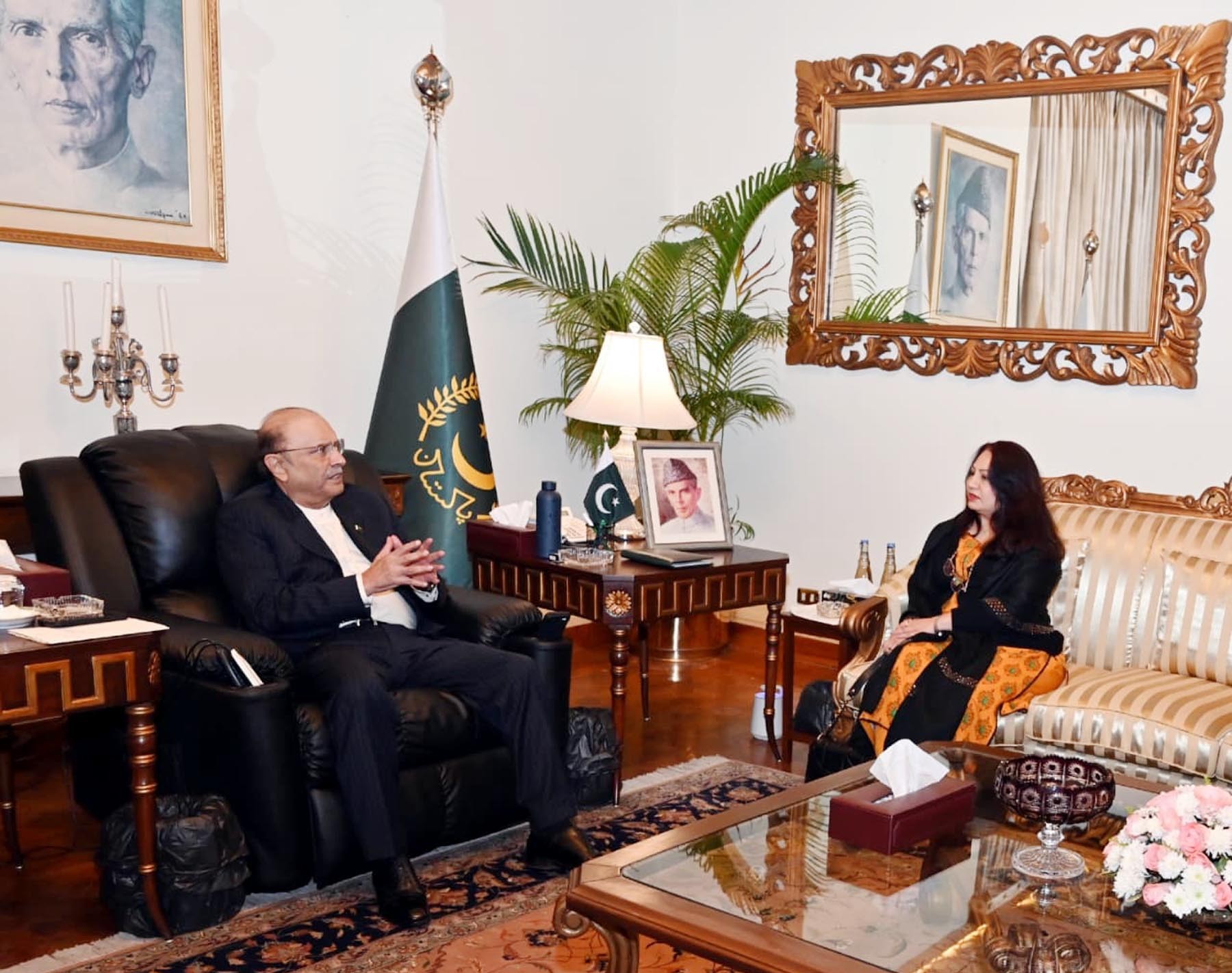 صدر مملکت آصف علی زرداری سے جبوتی کیلئے نامزد سفیر اقصیٰ نواز کی ملاقات