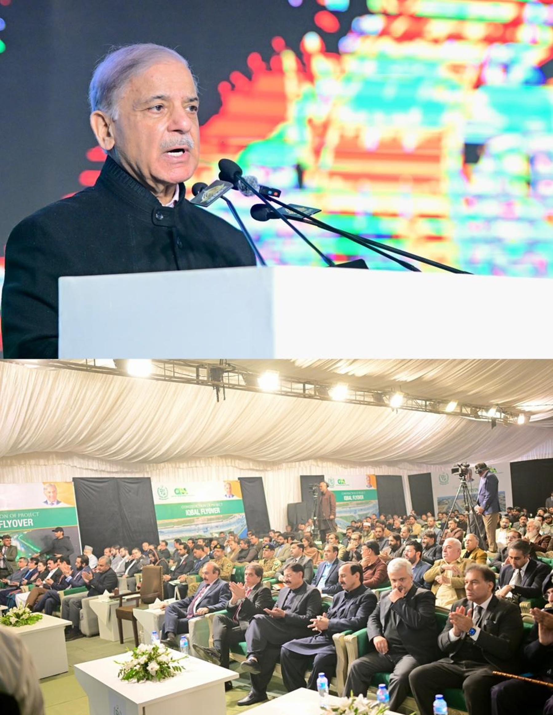 جڑواں شہروں میں دو مزید ترقیاتی منصوبوں کی ریکارڈ مدت میں تکمیل اور عوام کو سفری سہولیات کی فراہمی قابلِ ستائش ہے ، وزیر اعظم محمد شہباز شریف کا اقبال فلائی اوور ٹی چوک فلائی اوور، اسلام آباد ایکسپریس وے سگنل فری کوریڈور کی افتتاحی تقریب سے خطاب
