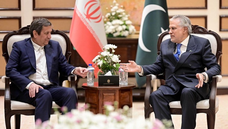 نائب وزیراعظم محمد اسحاق ڈار سے ایران کے مرکزی بینک کے گورنر ڈاکٹر عبدالناصر ہمتی کی اسلام آباد مذاکرات کے موقع پر ملاقات