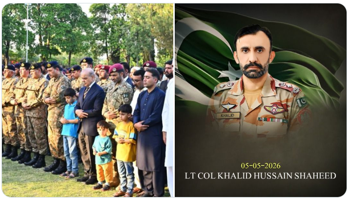 لیفٹیننٹ کرنل خالد حسین شہید کی نماز جنازہ ادا کر دی گئی، وزیراعظم محمد شہباز شریف اور فیلڈ مارشل سید عاصم منیر کی بھی شرکت