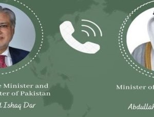 نائب وزیراعظم اسحاق ڈار کی کویت کے وزیر خارجہ شیخ جراح جابر الاحمد الصباح سے ٹیلیفونک گفتگو