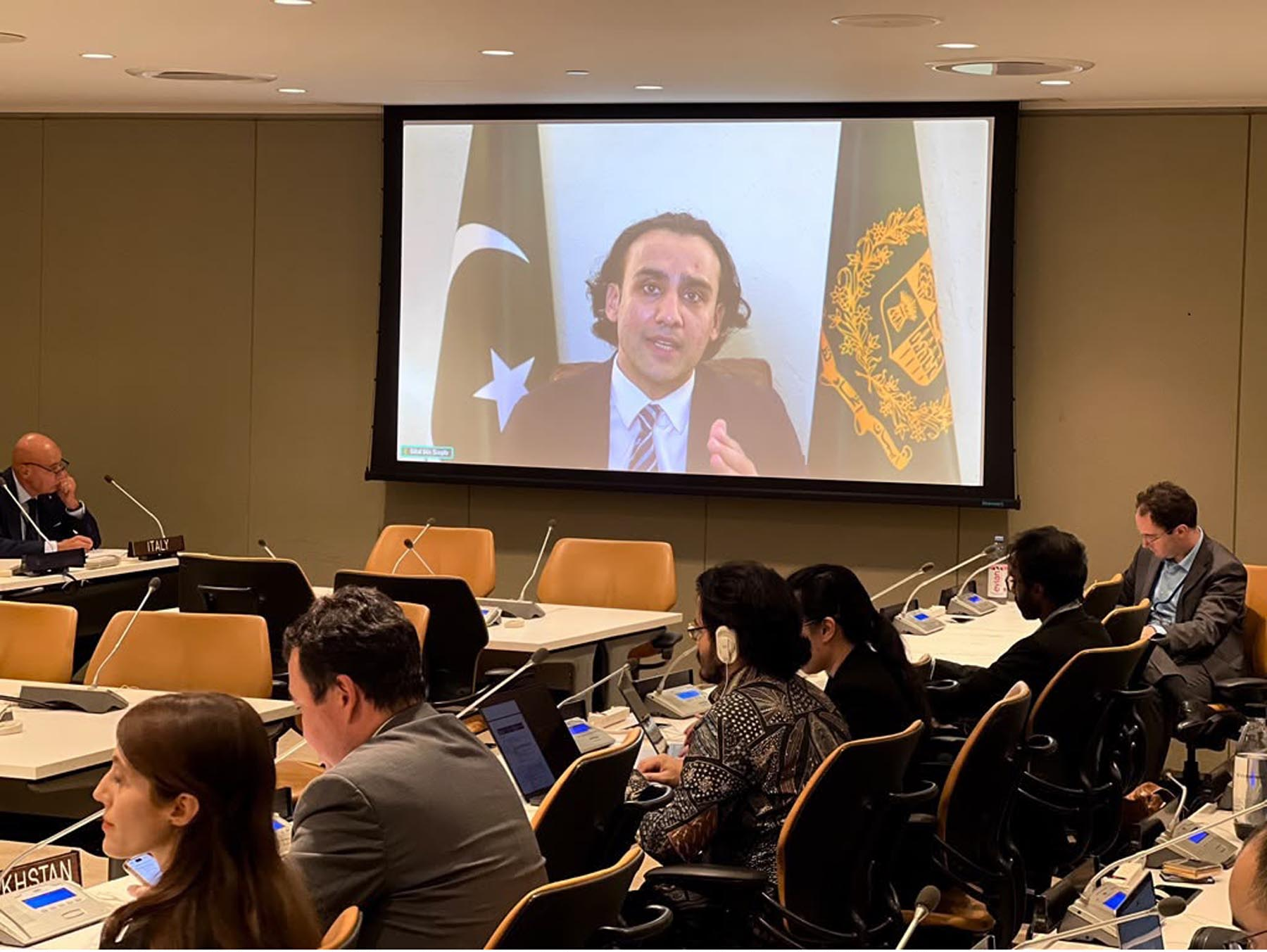 ڈیجیٹل اثاثوں کا موثر ضابطہ کار نظام کے لیے عالمی تعاون ناگزیر ہے،بلال بن ثاقب کا ڈیجیٹل فنانس کے مستقبل پریو این ہیڈکوارٹرز میں ویڈیو لنک خطاب