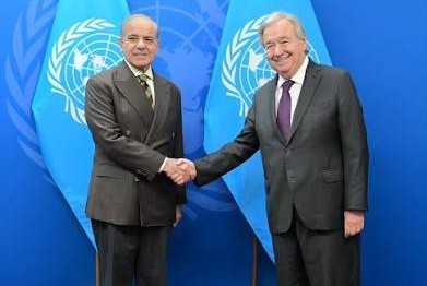 وزیراعظم محمد شہبازشریف کی یواین سیکرٹری جنرل سے ملاقات