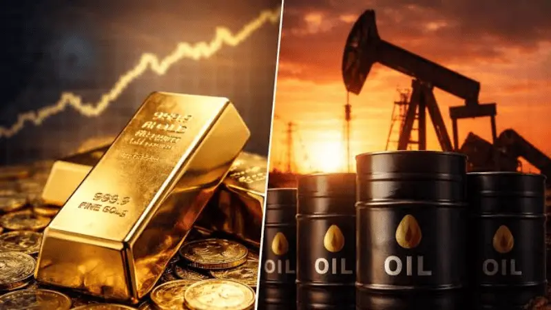 Crude oil and gold