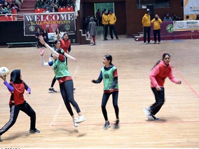 APP01-200124
ISLAMABAD: January 20 – Players in action during National Inter School Girls Netball Championship organized by Pakistan Netball Federation in collaboration with Pakistan Sports Board. APP/SAK/FHA