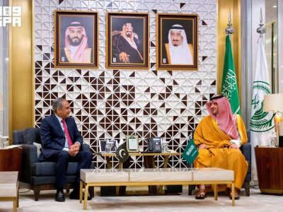 Federal Interior Minister Mohsin Naqvi meets with Prince Saud bin Mishal bin Abdulaziz, Acting Governor of the Makkah Region.