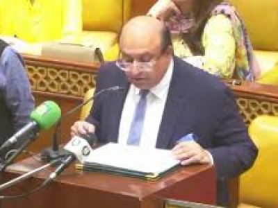 Mujtaba Shuja-ur-Rehman presented his third consecutive budget as Finance Minister.