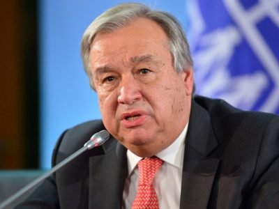 Berlin, Germany - November 04: Antonio Guterres, High Commissioner for Refugees of UNHCR, attends a press conference in german foreign office  on November 04, 2015 in Berlin, Germany. (Photo by Michael Gottschalk/Photothek via Getty Images)