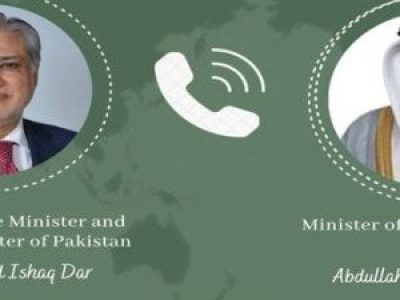نائب وزیراعظم اسحاق ڈار کی کویت کے وزیر خارجہ شیخ جراح جابر الاحمد الصباح سے ٹیلیفونک گفتگو
