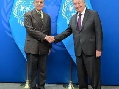 وزیراعظم محمد شہبازشریف کی یواین سیکرٹری جنرل سے ملاقات