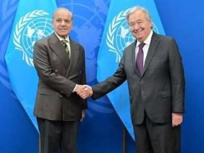 وزیراعظم محمد شہبازشریف کی یواین سیکرٹری جنرل سے ملاقات