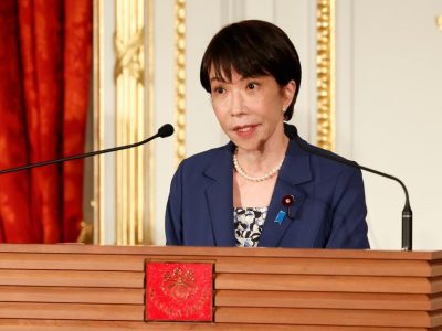 Japanese Prime Minister Sanae Takaichi speaks during a joint press conference with Philippine President Ferdinand Marcos Jr. at the Akasaka Palace State Guest House Thursday, May 28, 2026, in Tokyo, Japan. (Rodrigo Reyes Marin/Pool Photo via AP)