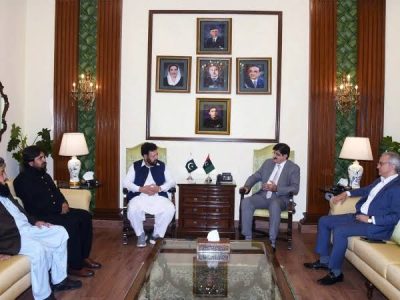 وزیراعلیٰ سندھ سید مراد علی شاہ سے وزیراعلیٰ گلگت بلتستان امجد حسین نےملاقات
